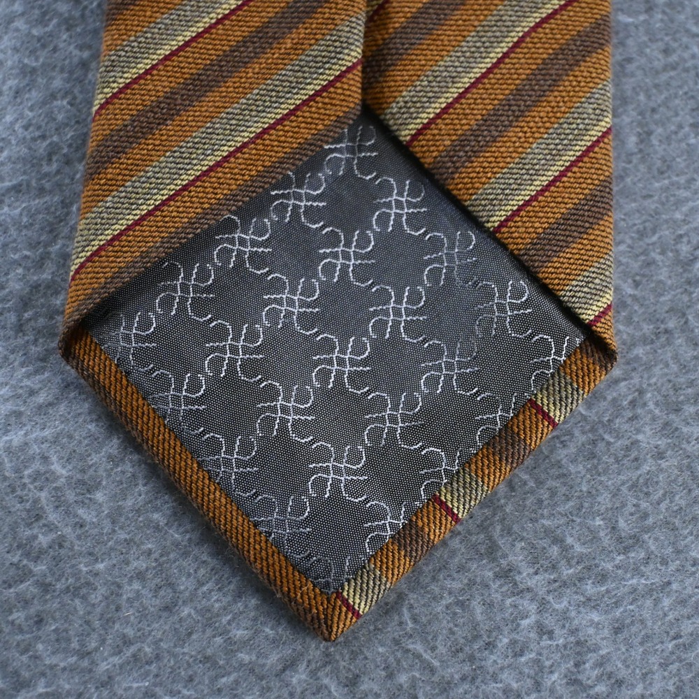 Tino Cosma Mens Vintage Diagonal Stripe Wool Silk Tie OS Brown Tan Rust - Picture 2 of 7